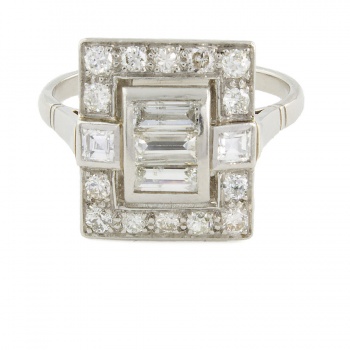 Platinum Diamond Cluster Ring size L
